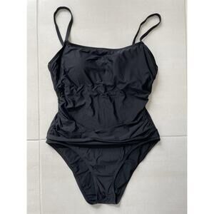 Athena Swim One Piece Swimsuit Square Neck Beach Summer Swimwear Black